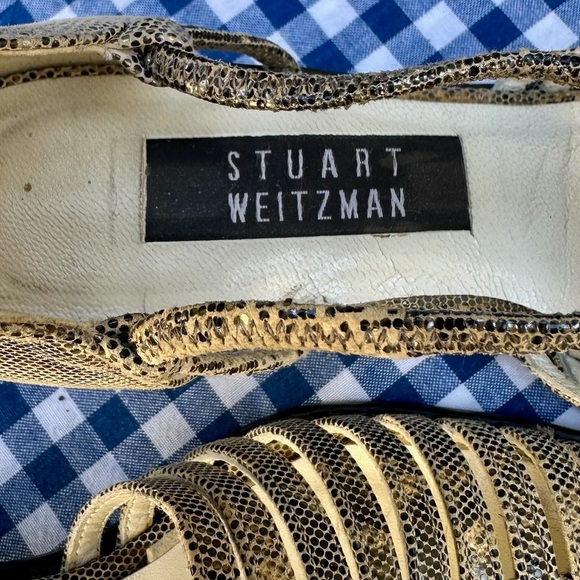 Stuart Weitzman Snakeskin Cage Sandals size 4W - Picture 3 of 6
